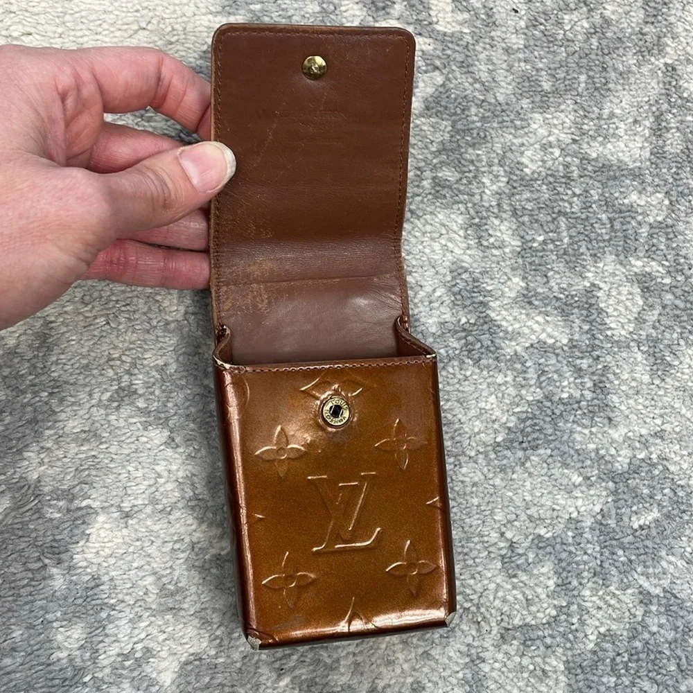 Louis Vuitton Monogram Vernis Greene Cigarette Case Pochette Brown Copper TH0013